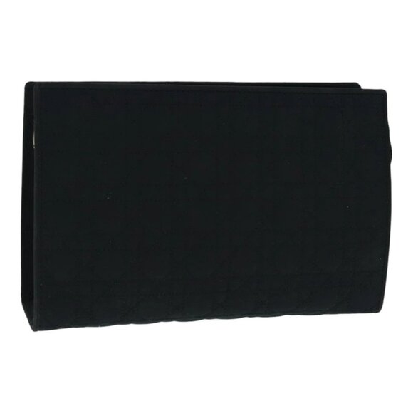 Christian Dior Canage Pouch Nylon Black Gold Auth ep5643 - Picture 1 of 16